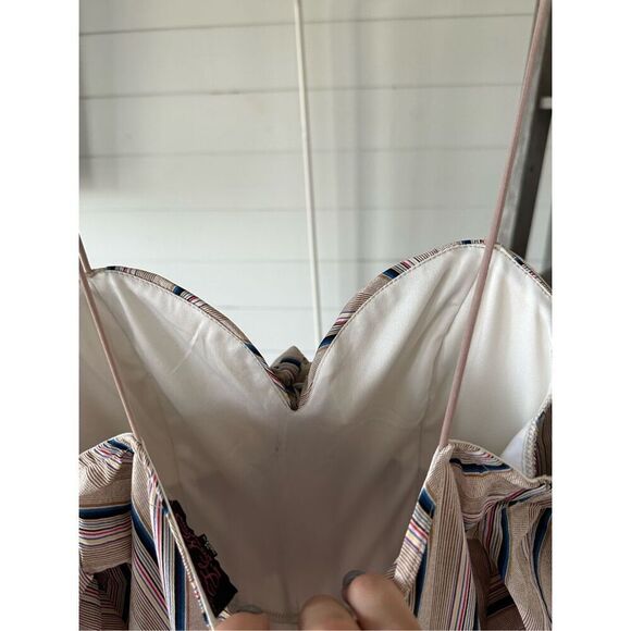 Hot Miami Styles pinstripe strappy jumpsuit flutter sleeves slit legs medium - Picture 9 of 13